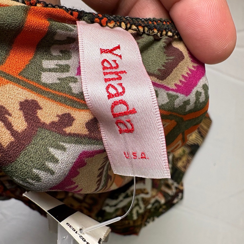 Yahada Womens Off Shoulder Boho Patchwork Top Oli… - image 5